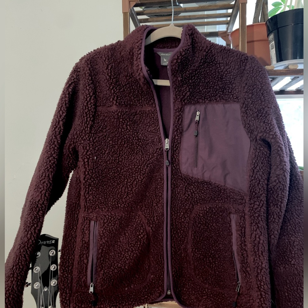 Deep Purple EDDIE BAUER Fleece Zip-Up Jacket with Great Pockets! Fall/winter.